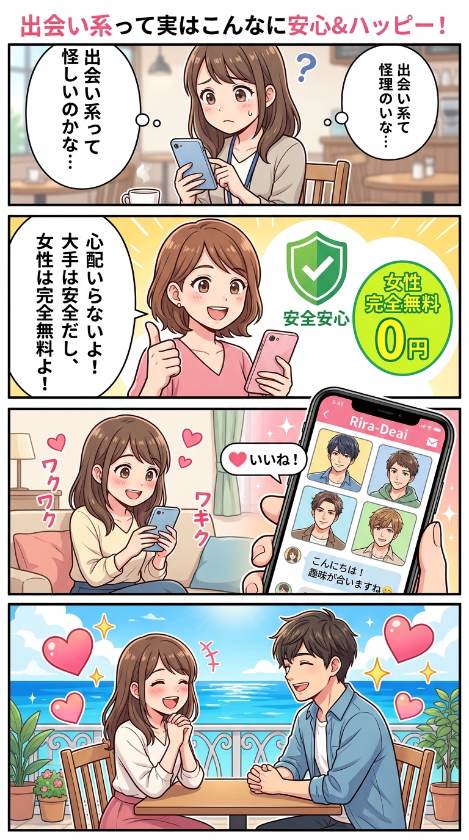 沖縄女子の出会い系イメージアップ4コマ漫画